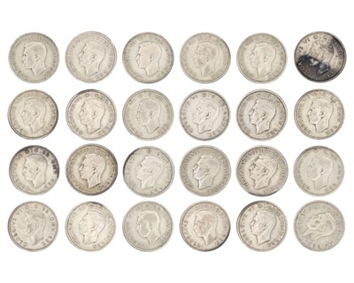 Lot 204 - GB George VI pre-1947 .500 silver Two Shilling coins.