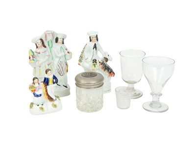 Lot 639 - Three Victorian Staffordshire flatback figures.