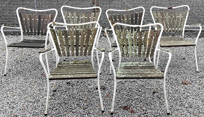 Lot 772 - A set of six Daneline teak garden chairs.