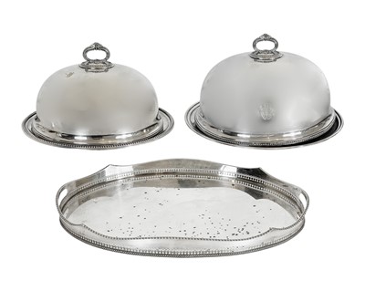 Lot 164 - Two pairs of silver-plated EPNS lidded tureens.