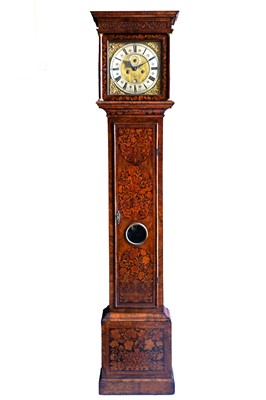 Lot 792 - A walnut and marquetry inlaid eight day longcase clock.