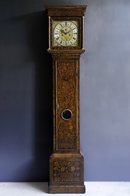 Lot 792 - A walnut and marquetry inlaid eight day longcase clock.