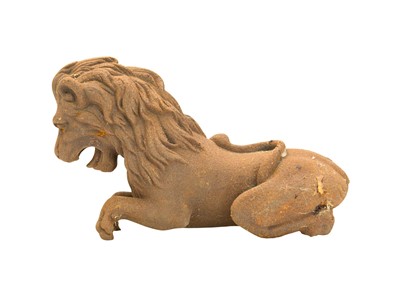 Lot 61 - A cast iron sculpture of a lion rampant.