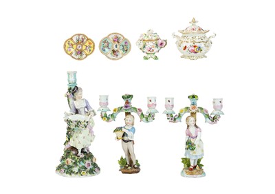 Lot 613 - A 19th century Sitzendorf porcelain figural candlestick.