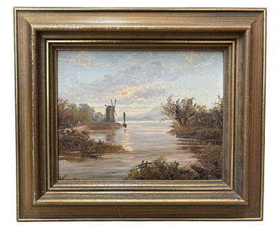 Lot 85 - An unsigned oil on board, 'river scene',...