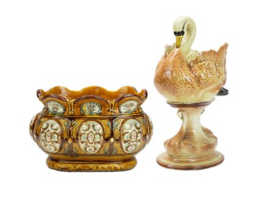 Lot 563 - A late 19th/early 20th century Alhambrian style Majolica jardiniere.