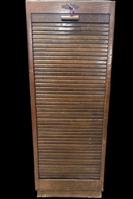 Lot 136 - A vintage roller shutter filing cabinet by...