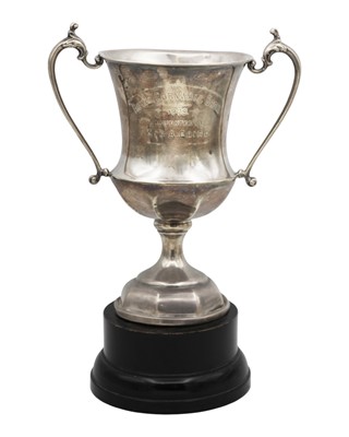 Lot 155 - A George V silver twin-handled pedestal trophy cup.