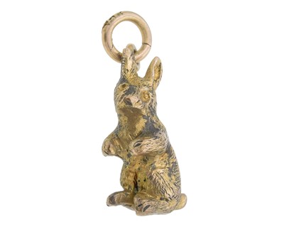 Lot 1 - A 9k gold rabbit pendant.