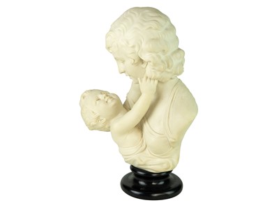 Lot 153 - A composition bust, depicting a mother and child.