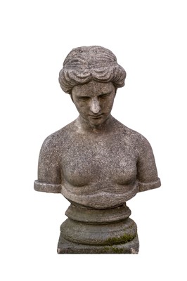 Lot 752 - A cast stone bust of a classical female.