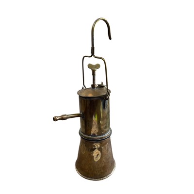 Lot 146 - A large Antique Brass Carbide Lamp. Total...