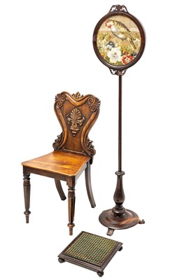 Lot 929 - An early Victorian rosewood pole screen.