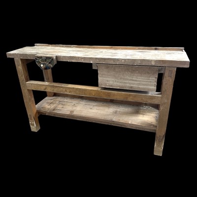Lot 18 - A well-made wooden workbench with an...