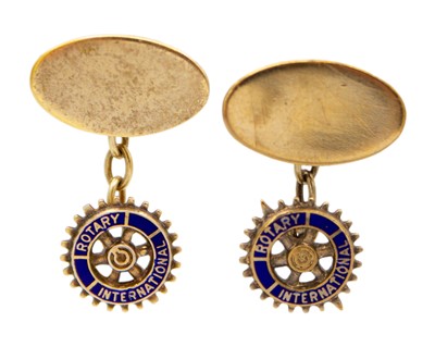 Lot 51 - A pair of ROTARY INTERNATIONAL silver gilt cufflinks.