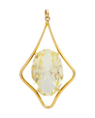 Lot 209 - A 14k gold with citrine pendant.
