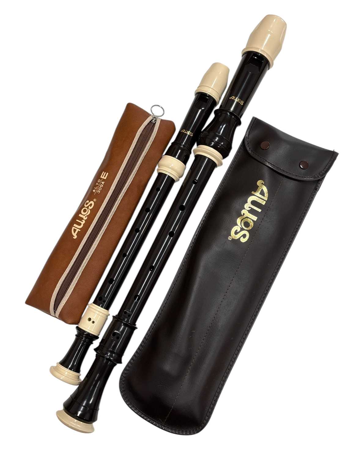 Lot 193 - Two cased Aulos recorders, one is an alto