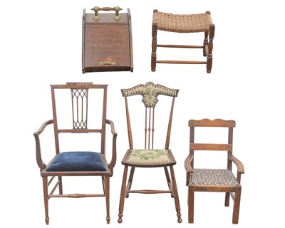 Lot 873 - An Edwardian mahogany and inlaid occasional chair.