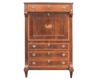 Lot 893 - A 19th century French mahogany and inlaid secrataire abbatant