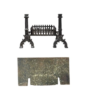Lot 923 - A 17th century cast iron fire grate.