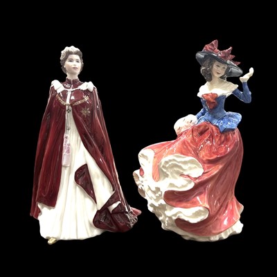 Lot 222 - Two boxed figures, one Royal Worcester, in...