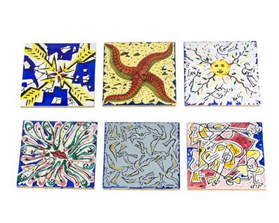 Lot 697 - Six ceramic tiles designed by Salvador Dali.