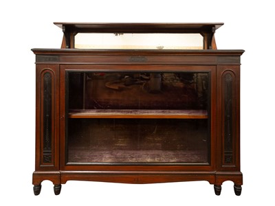 Lot 875 - A Victorian Aesthetic movement walnut and ebonised low display cabinet.