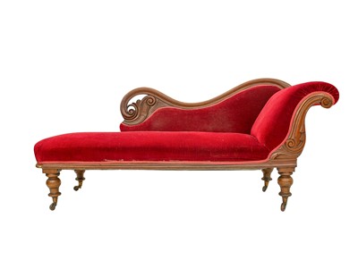 Lot 960 - A Victorian mahogany framed chaise longue.