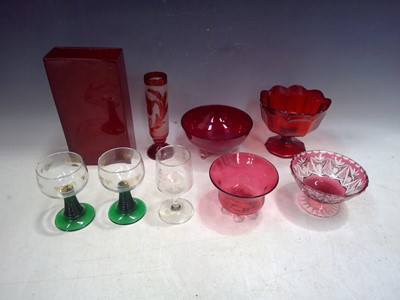 Lot 232 - A Selection of Cranberry Glass. The Square...