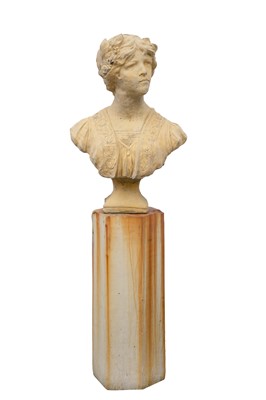 Lot 779A - A stone coloured composition female portrait bust.