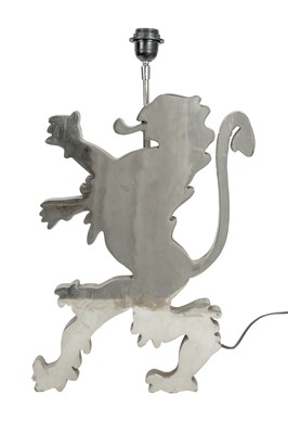 Lot 95 - A pair of bespoke lion passant nickel table lamps.