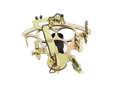 Lot 185 - A Hughes & Son 'Husun' lacquered brass marine sextant.