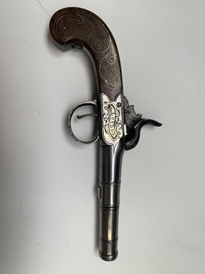 Lot 340 - A 19th century percussion cap pocket pistol,...