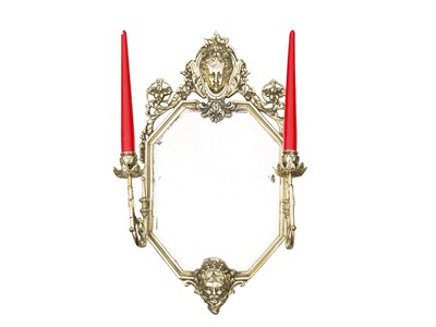 Lot 168 - A 19th century French brass girandole wall mirror.