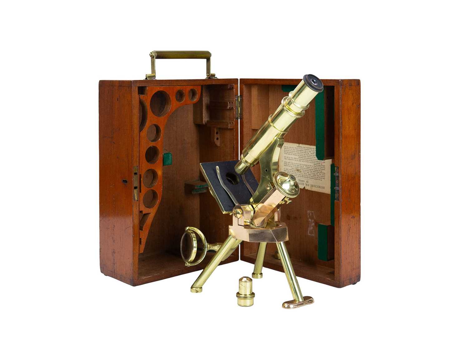 Lot 78 - A lacquered brass microscope by J Swift & Son, London.