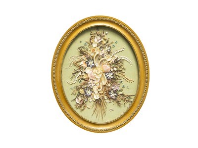Lot 300 - A Victorian style shell montage picture.