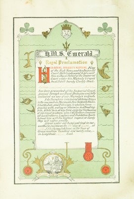 Lot 30 - An HMS Emerald framed proclamation.