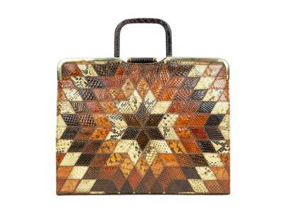 Lot 364 - A vintage patchwork leather handbag.