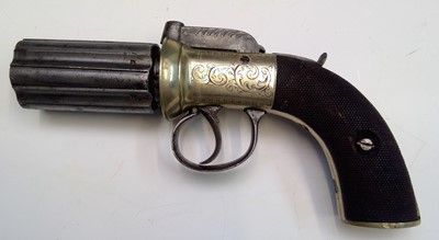 Lot 344 - A 19th century pepperbox revolver percussion...