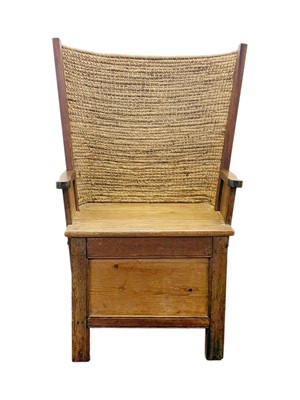 Lot 927 - A Scottish Orkney early 20th-century teak, pine & seagrass chair.