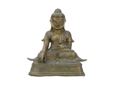 Lot 442 - A Burmese bronze Buddha figure.