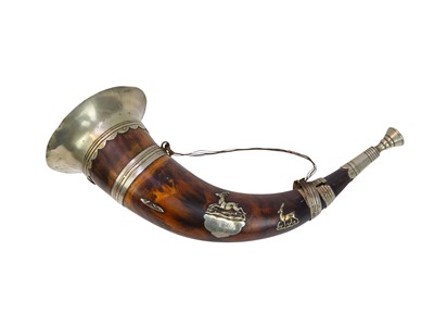 Lot 34 - An AOF horn with white metal mounts.