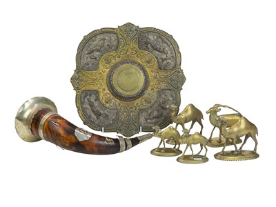 Lot 34 - An AOF horn with white metal mounts.
