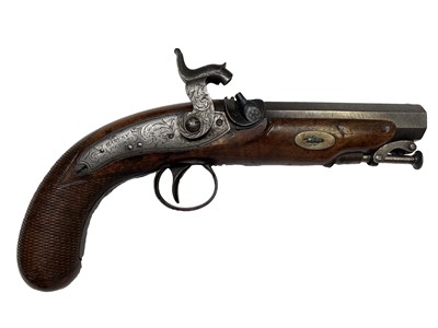 Lot 347 - A 19th century percussion cap pistol by Harvey...