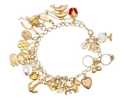 Lot 171 - A 9k gold charm bracelet