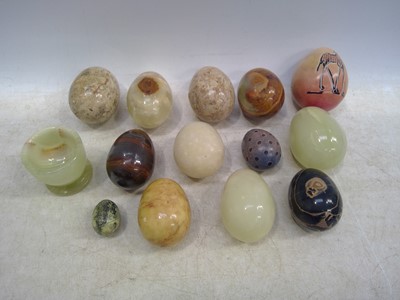 Lot 52 - A Selection of Agate and Painted Eggs.