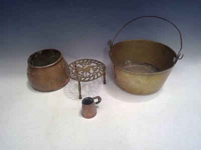 Lot 47 - A 26cm Brass Jam Pot, a Copper Pot, a Small...
