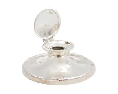 Lot 131 - A large Art Deco silver capstan form inkwell by A & J Zimmerman Ltd.