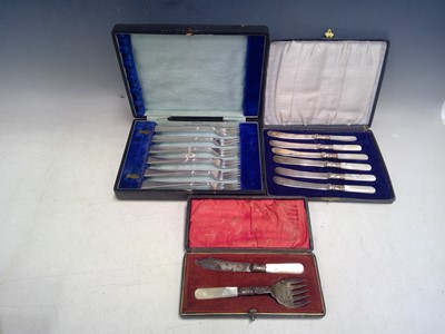 Lot 54 - Six Cased Pearl Handle Butter Knives, a Cased...