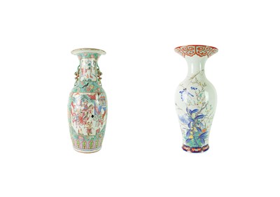Lot 421 - A large Chinese famille verte floor vase of baluster form.